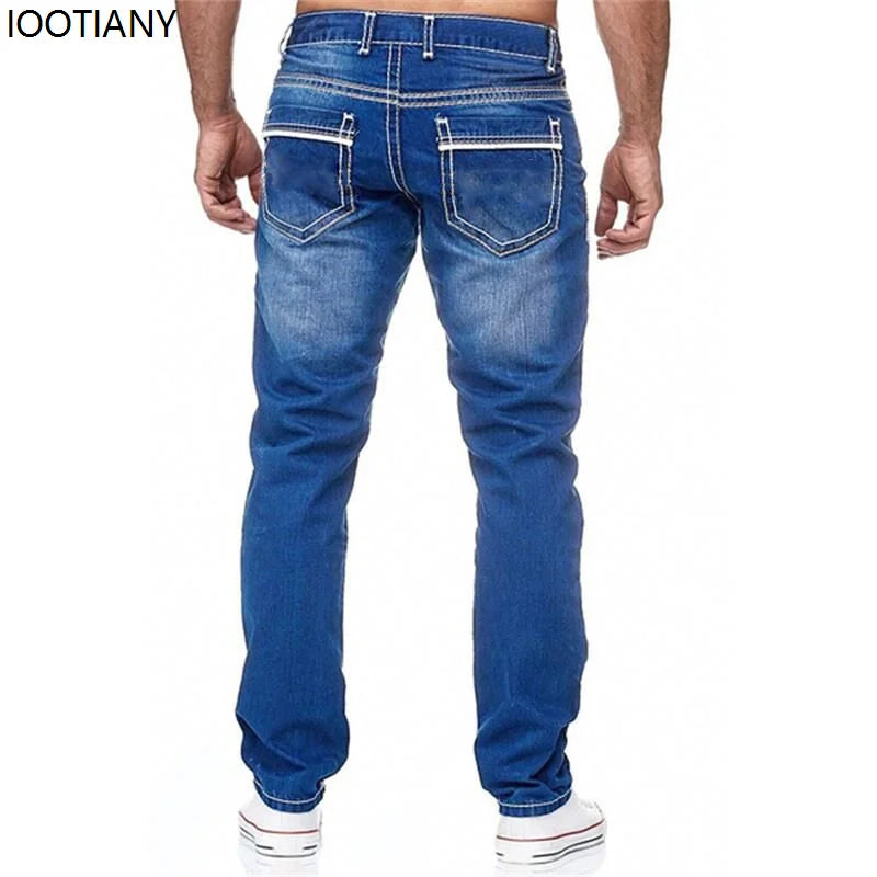 Straight Jeans Men Washed No Hole Jean Spring Summer Boyfriend Jeans Streetwear Loose Cacual Designer Long Denim Pants Trousers