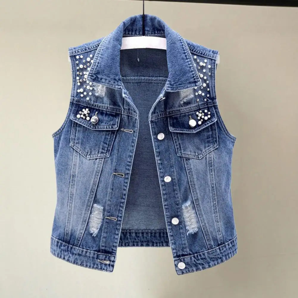 Chalecos Para Mujer Denim Vests Korean Fashion Sleeveless Jean Jackets For Women Waistcoat 5XL Gilet Jaqueta Feminina Jaquetas