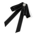 Black Ribbon Fabric Bow Brooch Tie Blouse Sweater Neckline Accessories Decoration