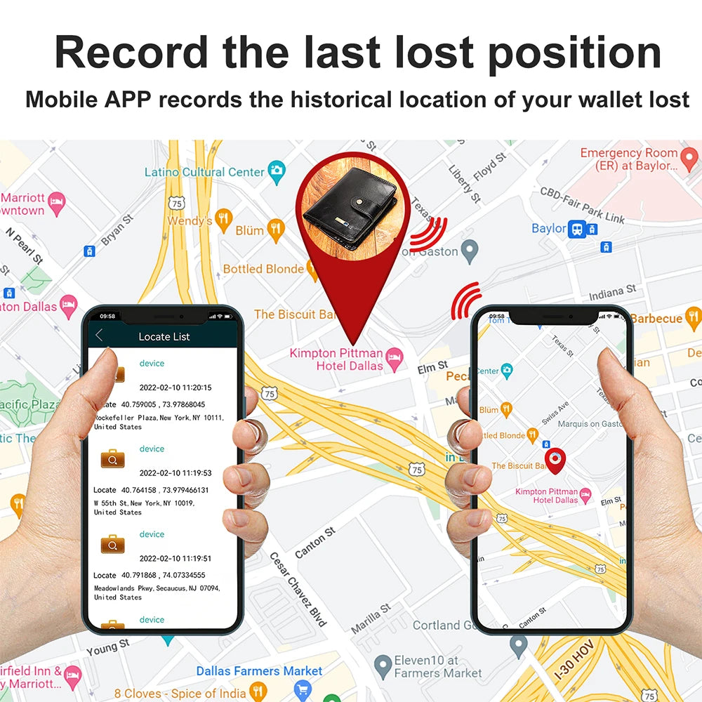 Wallet with Tracker Men Wallet anti Loss Android Magsafe Cüzdan Metal Cartera GPS Finder Boy Gift  smart wallet  with camera