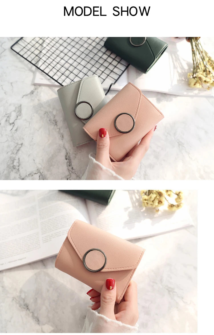 Wholesale Women Wallet Three Fold 0 Letter Lady Student Purse Cute Fashion Wallet Credit Card Bank Card Bus Card Purse Gifts