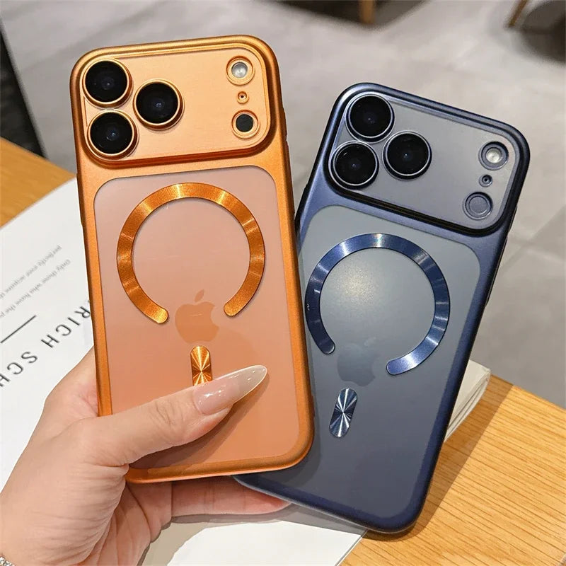 Luxury Matte Transparent Phone Case for Magsafe IPhone 17 Air 16 15 Pro Max Plus 17Air 17Pro Magnetic Bumper Back Cases Cover