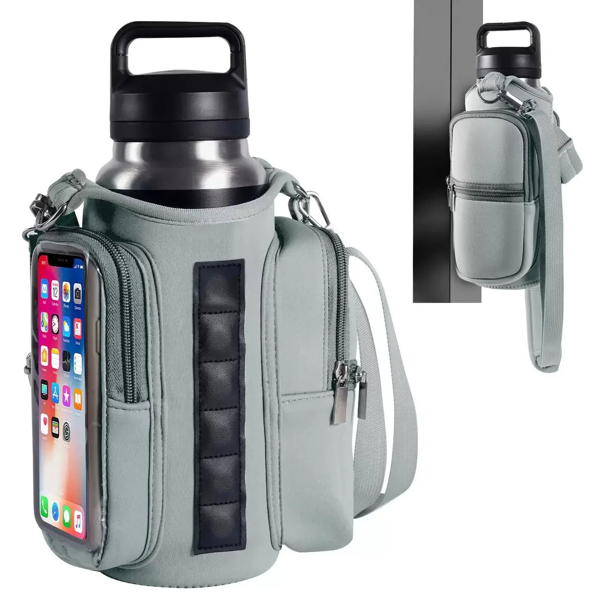 Magnetic Water Bottle Holder Gym Bag With Phone Pocket Hands Free Workout Carrier Adjustable Strap Fitness Accessories Workout