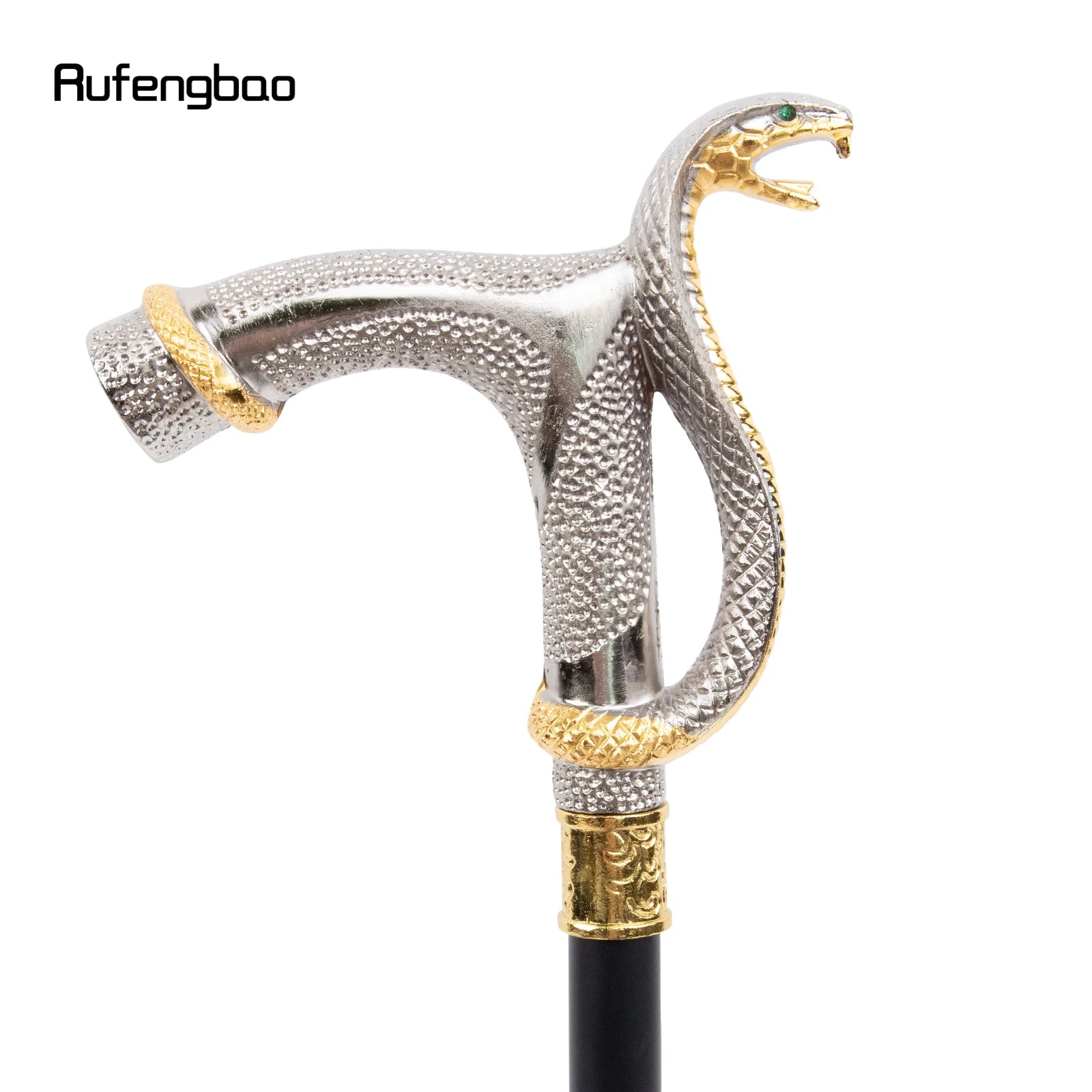 White Golden Cobra Head Fashion Walking Stick with Hidden Plate Self Defense Fashion Cane Plate Cosplay Crosier Stick 93cm