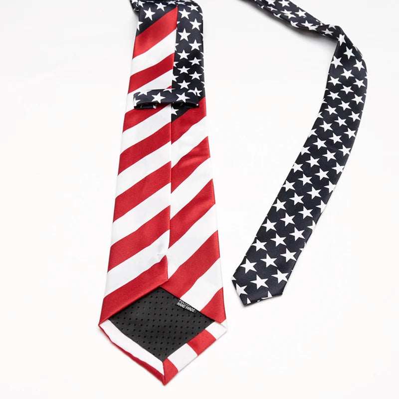 Fashion Classic Artificial Silk Star Striped American Flag Mens Necktie for Man Wedding Performance Tie for Business Party Ties