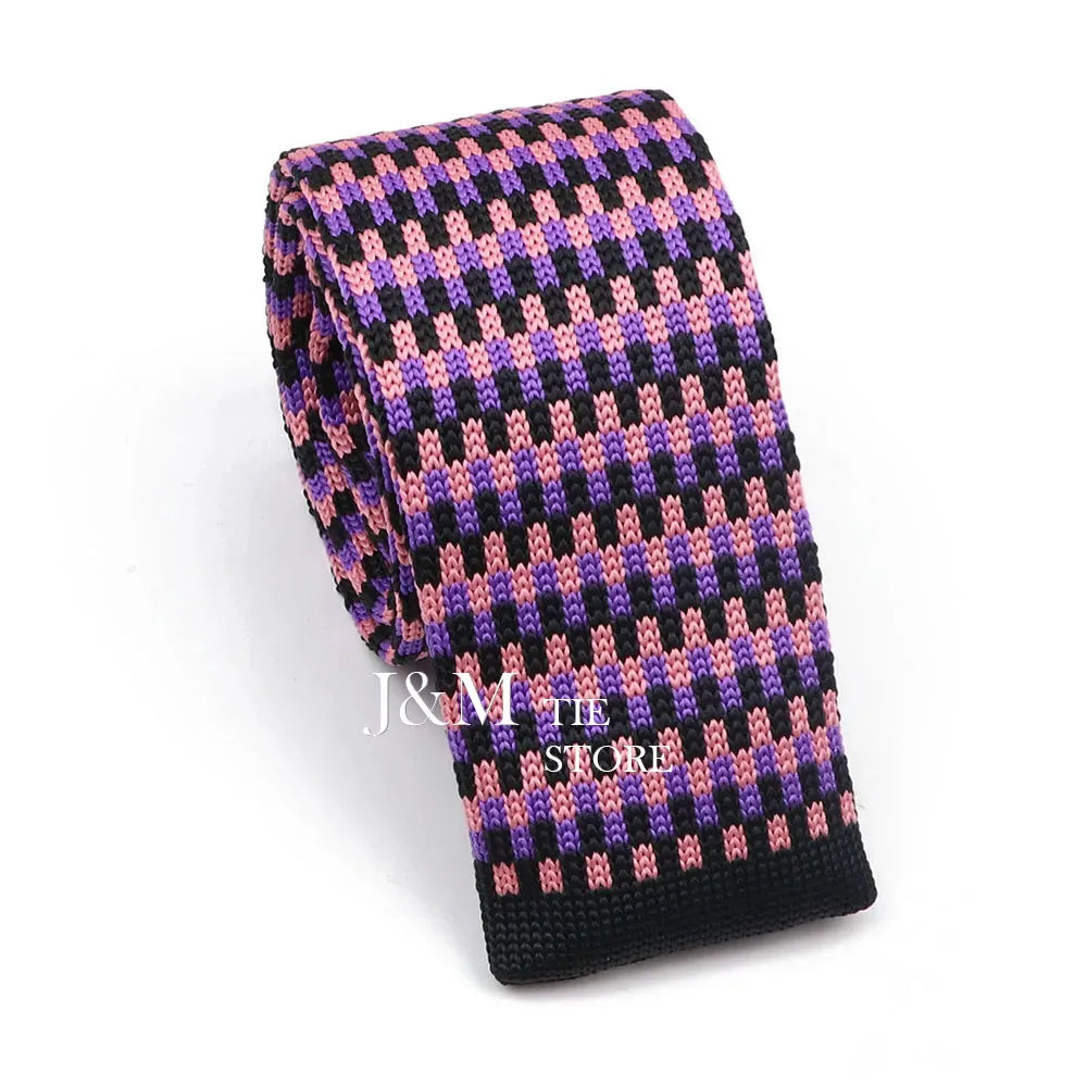 New Knit Ties For Men Casual Skinny Pink Blue Necktie Boys Girls Party Knitted Striped Neck Tie Wedding Groom Necktie Neck Wear
