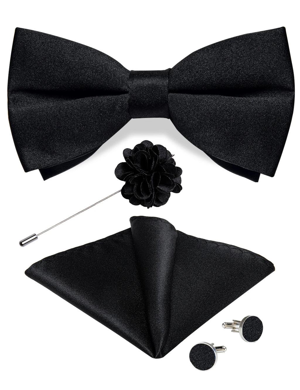Wedding Bow Tie for Men Classic Red Pre-tied Bowtie Cufflinks Corsage Set for Party Butterfly Knot Gift Man Accessories