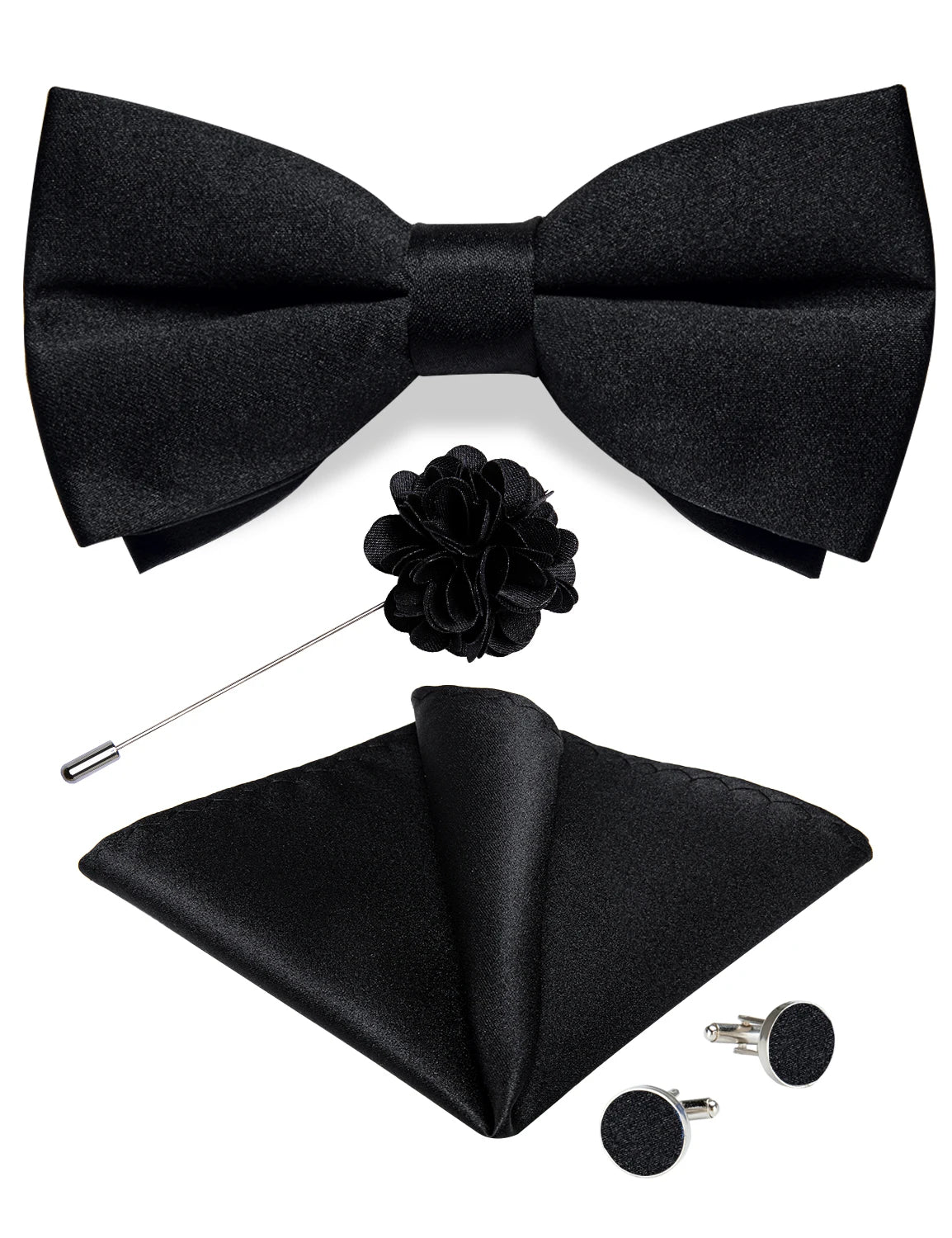 Wedding Bow Tie for Men Classic Red Pre-tied Bowtie Cufflinks Corsage Set for Party Butterfly Knot Gift Man Accessories