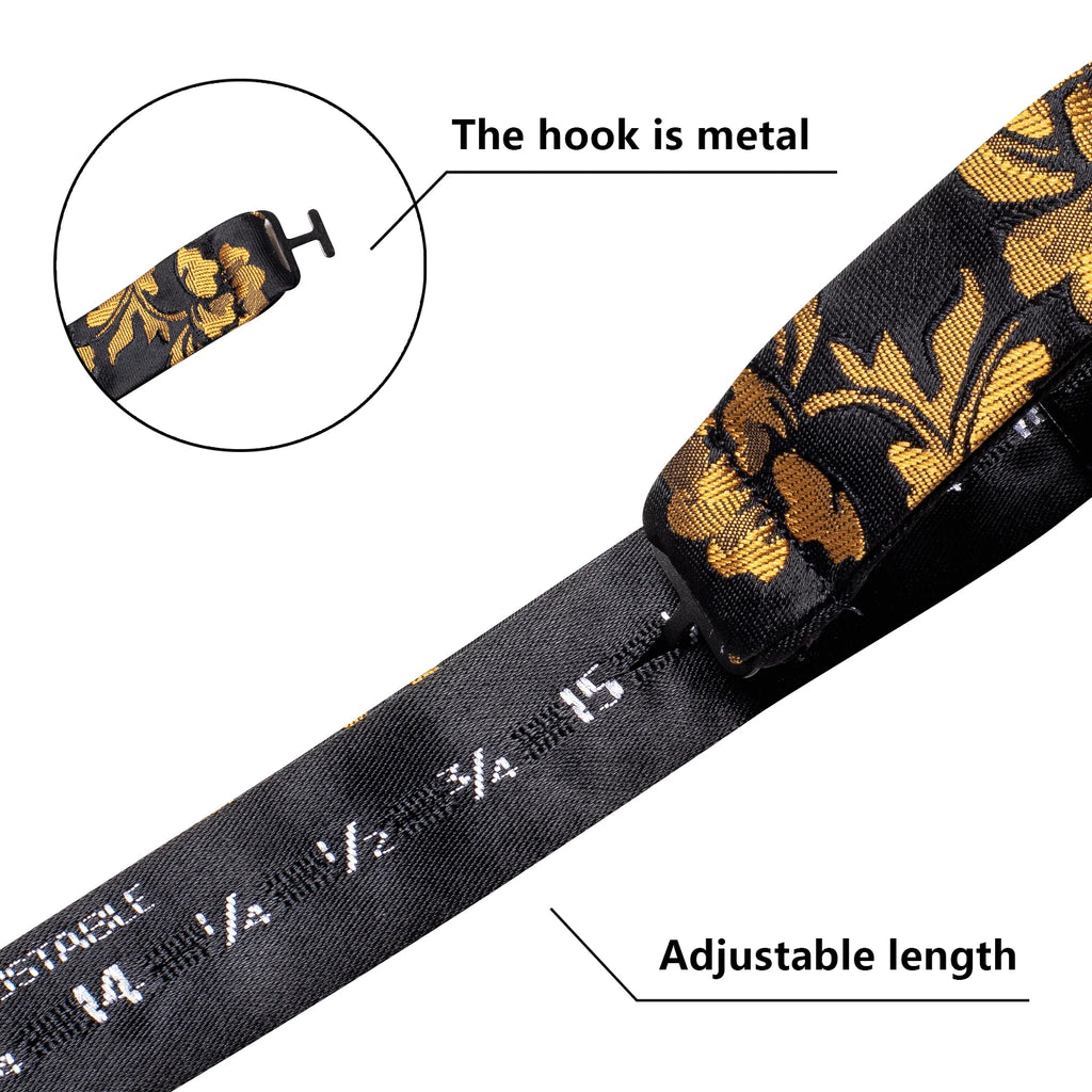 Hi-Tie Silk Mens Self Bow Tie Pocket Square Cufflink Set Butterfly Knot Jacquard Floral Paisley Bowtie for Male Wedding Business