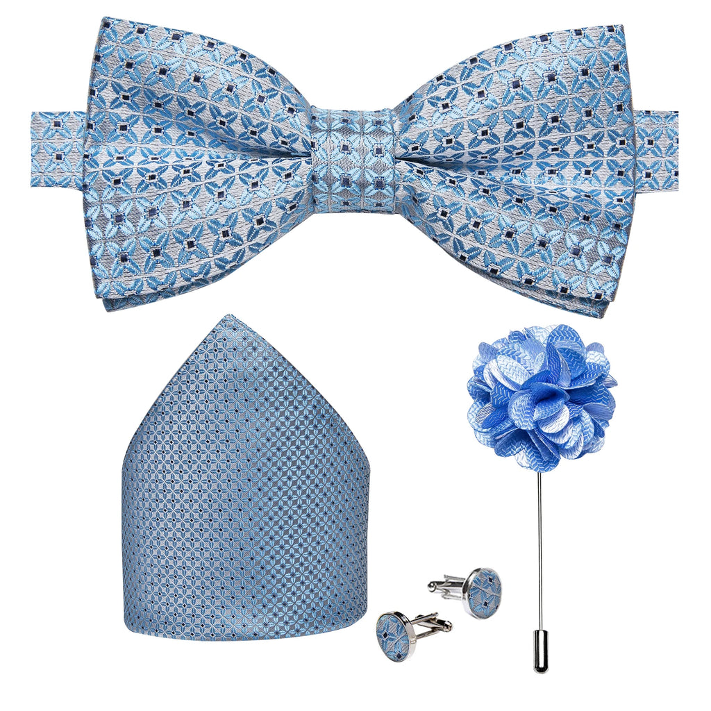 Wedding Bow Tie for Men Classic Red Pre-tied Bowtie Cufflinks Corsage Set for Party Butterfly Knot Gift Man Accessories