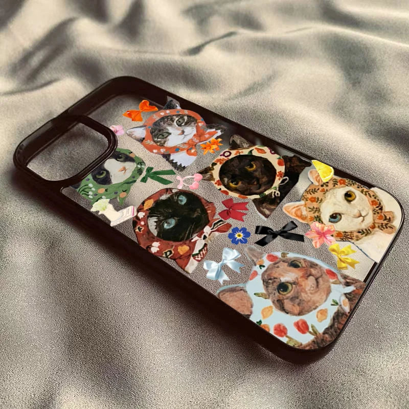 Colorful Cat Design Clear Phone Case For iPhone 13 14 15 16 17 Pro Max 11 12 MINI Plus 16E 17 Air 16 Plus Anti-fall Hard Cover