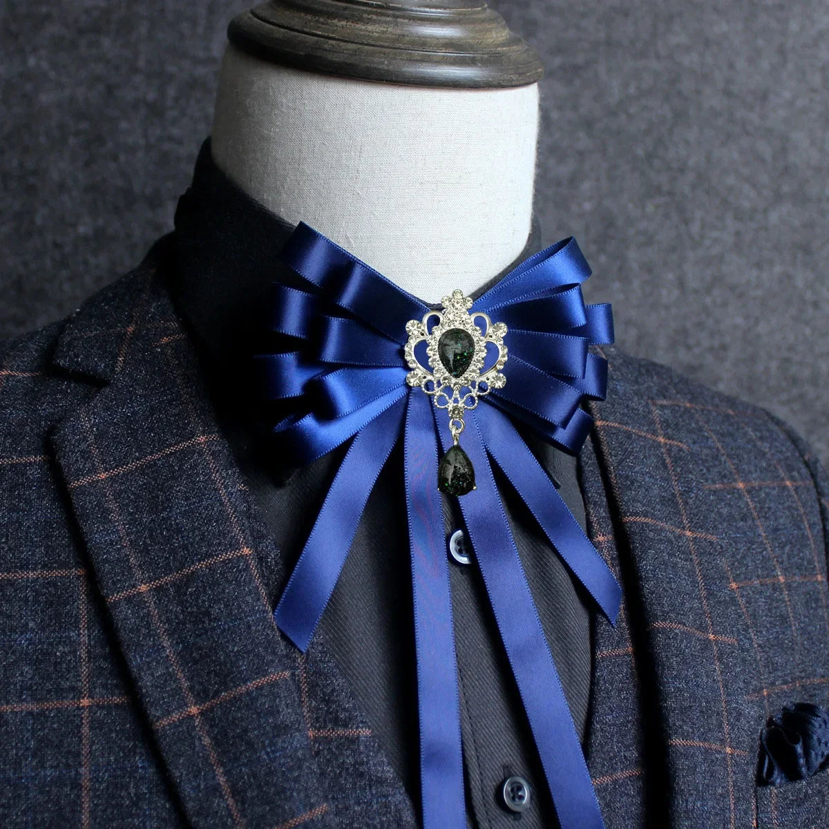 Bow Tie for British Men Women's Casual Suit Handmade Jewelry Gift Rhinestone Bowtie Korean College Style Shirt Collar Flower Pin