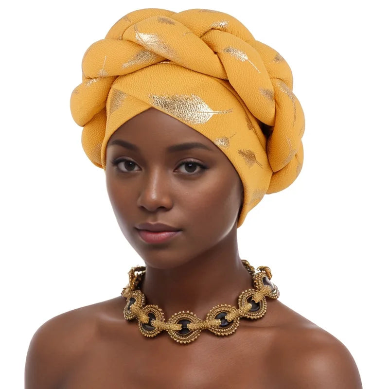 African Headtie Turban Fashion Summer Autumn African Solid Color Hats Women Head Wraps for Wedding Party Evening Outfits Hijab