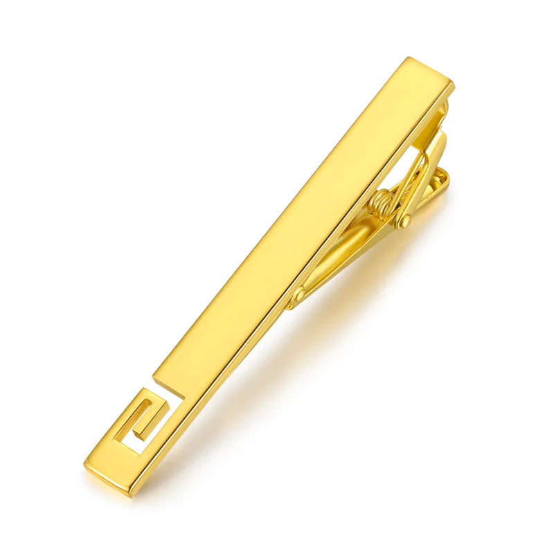Tie Clips for Men Simple Fashion Stripe Hollow Skeleton Pattern Metal Bar Clasp Practical Necktie Accessories Mens Gift