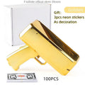Banknote Gun Party Games Pistol Party Toys Games Cash Cannon Funny Toys Gun for Banknotes Wedding Golden 100pcs Fake Money Bills