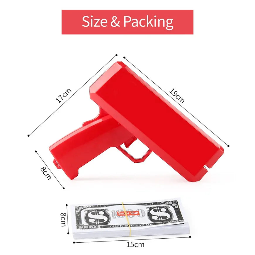 Super Money Gun Shooter Toys Game Spray Banknote Party Wedding Birthday Funny Supply Gift Electric Silent Toy 100 Cash Paper