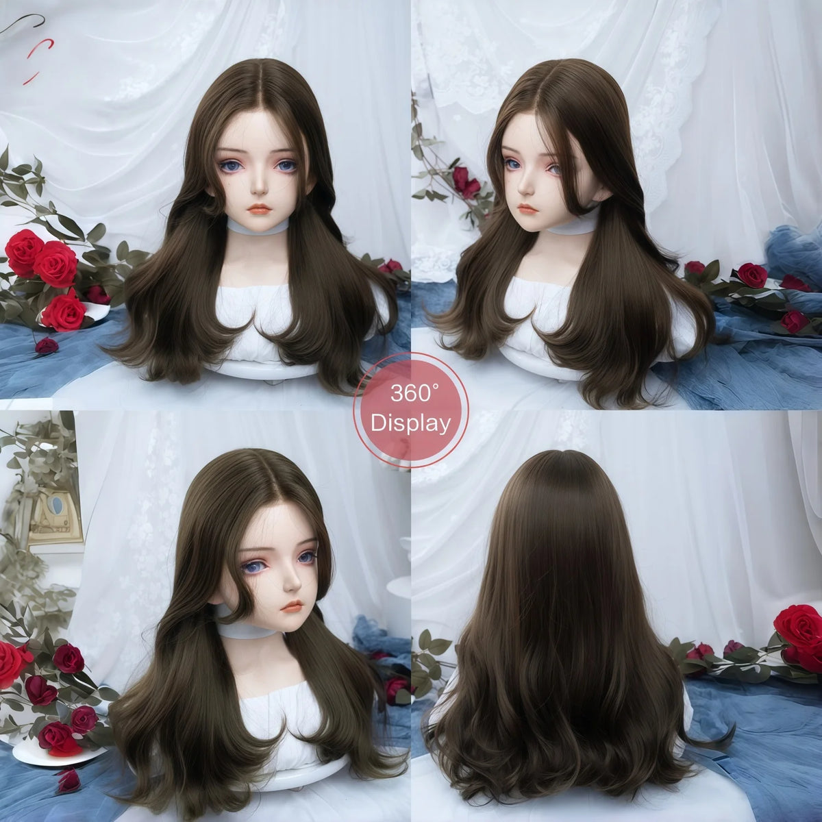 24 Inches Long, Straight Hair Style, Made of Synthetic Fiber, Heat-Resistant, Brown Wig