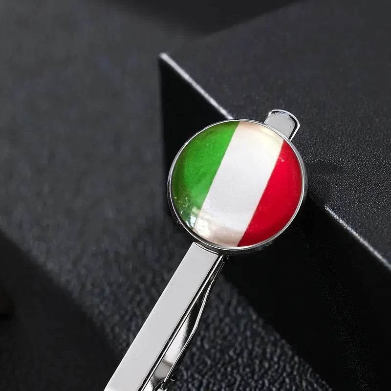 Country Flag Tie Clip For Men Germany Wales USA Macedonia Canada Man Shirt Business Party Gift Jewelry Cuff Luxury Fashion