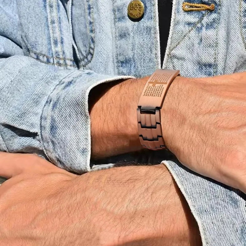 Pure Copper Bracelet for Men, Cross Copper Magnetic Bracelet with Ultra Strength Magnets, Adjustable Jewelry Box Christmas Gifts