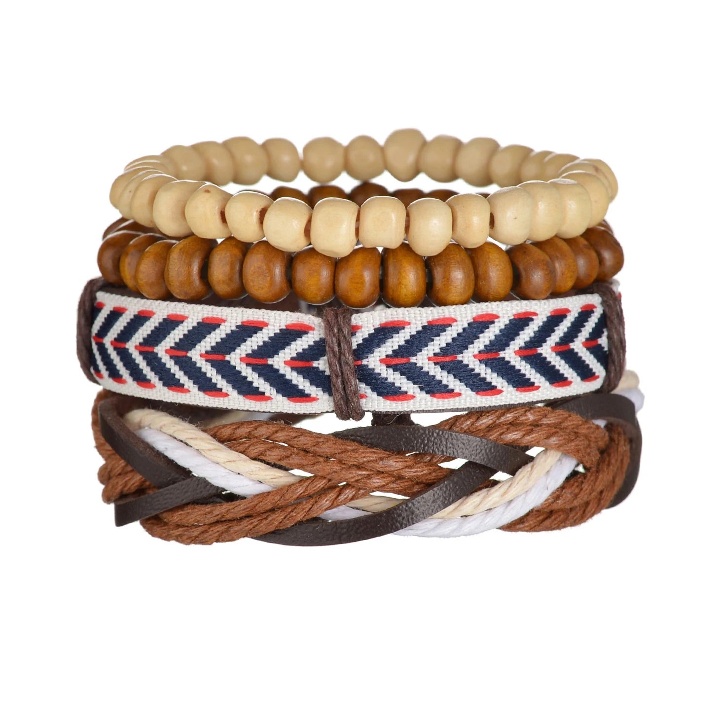 MeMolissa 3/4Pcs/ Set Braided Wrap Leather Bracelet for Men Vintage Life Tree Guitar Wood Beads Fashion Male Bracelets Wristband