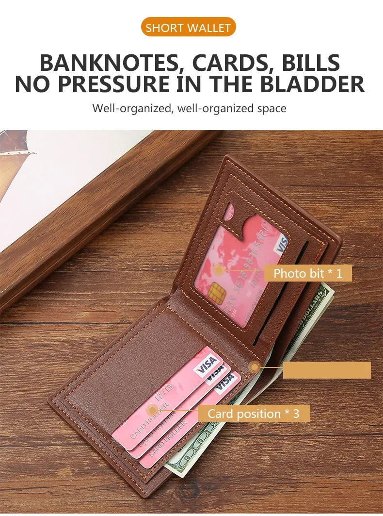 Slim Leather Wallet for Men RFID Blocking Bifold Front Pocket Wallet Minimalist Credit Card Holder Cash Money Clip
