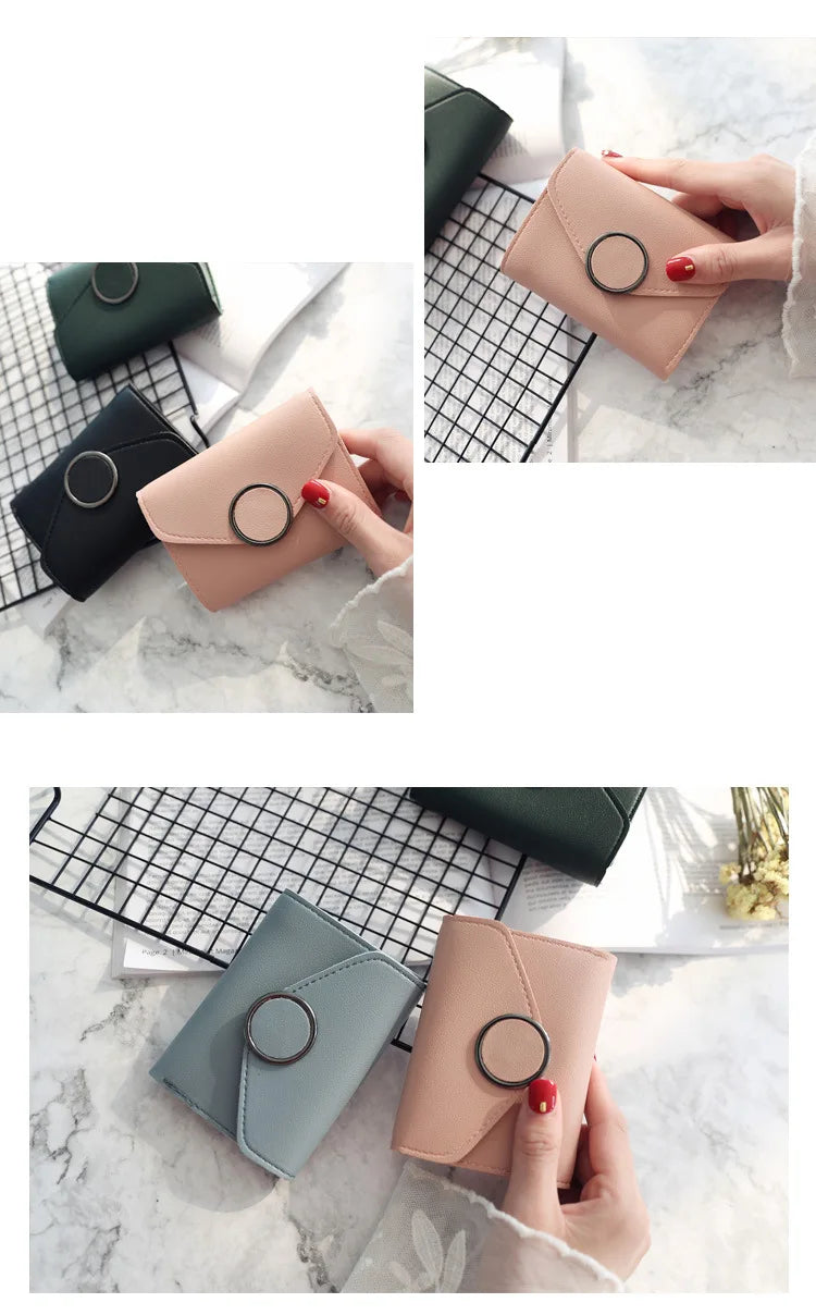 Wholesale Women Wallet Three Fold 0 Letter Lady Student Purse Cute Fashion Wallet Credit Card Bank Card Bus Card Purse Gifts