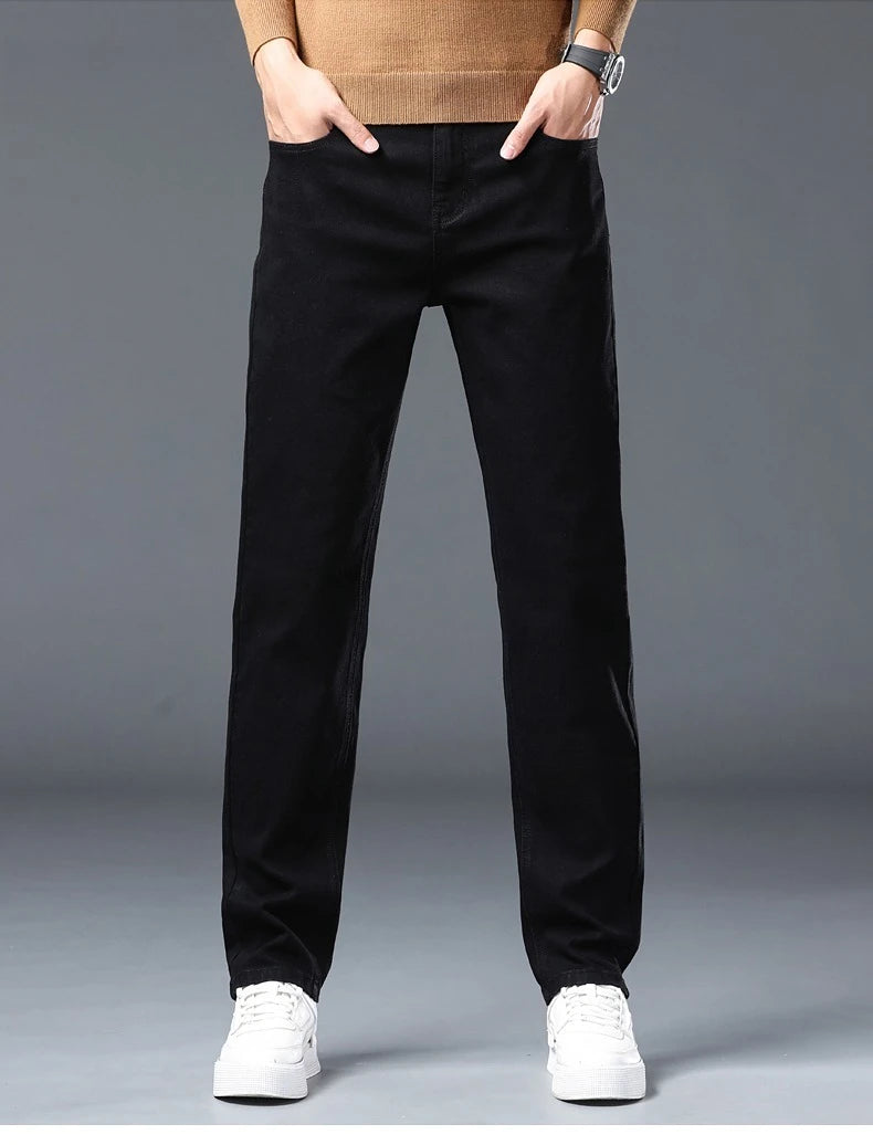 Men's New Stretch Straight Jeans Business Versatile Trendy Youth Casual Regular Long Pants for Spring Autumn Male Denim Trousers