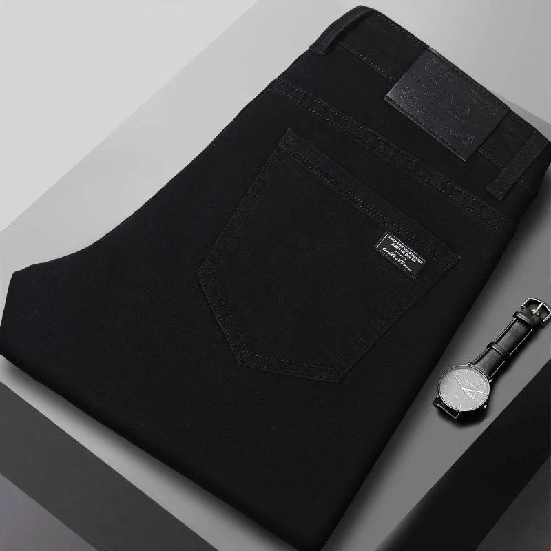 Men's New Stretch Straight Jeans Business Versatile Trendy Youth Casual Regular Long Pants for Spring Autumn Male Denim Trousers