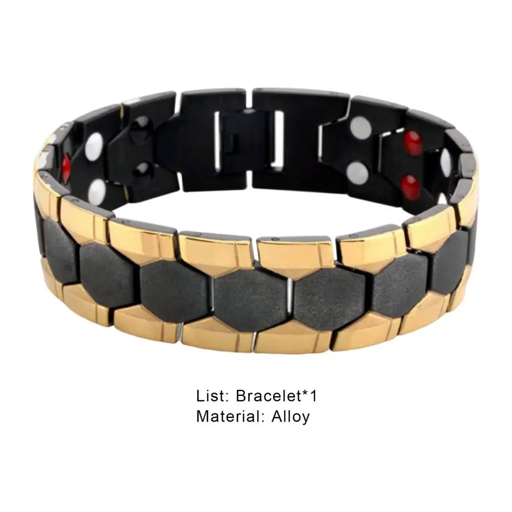 Men Bracelet Magnetic Alloy Therapy Bracelet Hexagon Luster Sleek Link Bangles Detachable Therapy Bracelet Daily Jewelry Gift