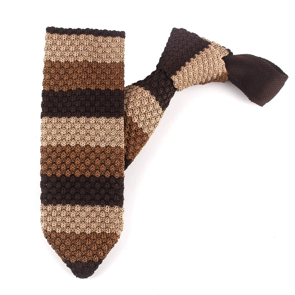 New Knit Ties Casual Skinny Necktie Boys Girls Knitted Striped Neck Tie Wedding Necktie Men