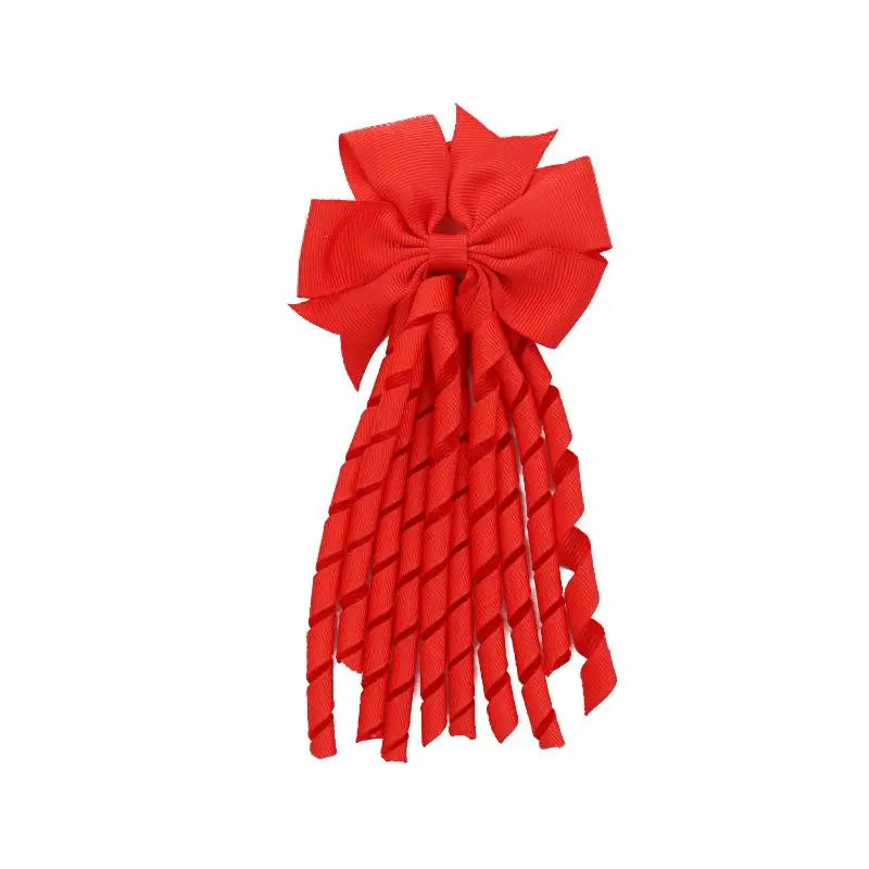 European And American Children's Hair Accessories Cheerleading Stage Streamers Curling Tassel Swallowtail Bow Rubber Band Hair