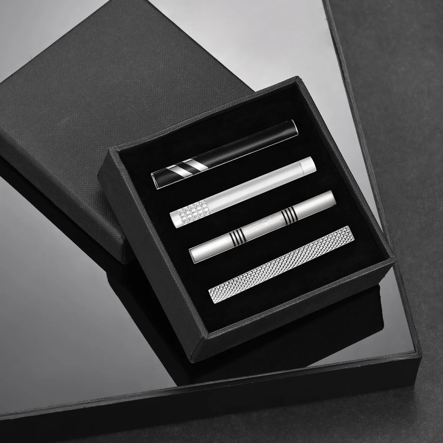 Tie Clip For Men Business Party Minimalist Tie Clips And Cufflinks To Man Shirt Gift Box Jewelry Men's Cuff Man Fashion Lawyer