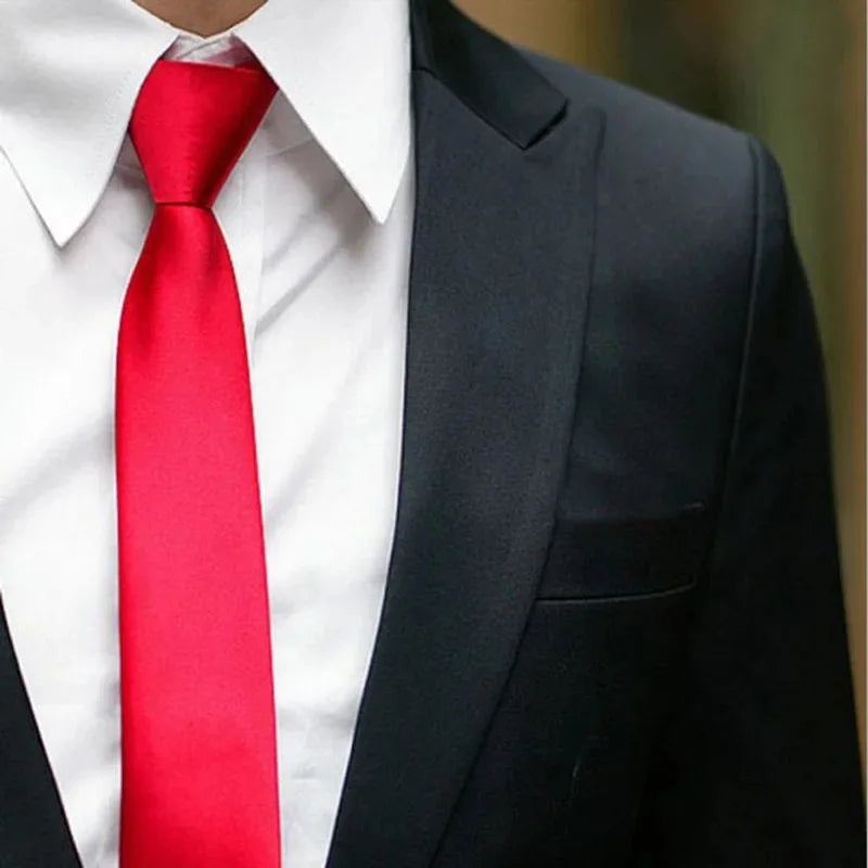 Solid Color Fashion Necktie 5CM Skinny Slim Narrow Ties for Man Black Red Blue Patterns Necktie For  Woman JK Necktie