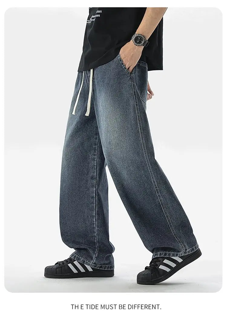 Straight Jeans 2026 New Men's Clothes Wide-leg Baggy Casual Trousers Fashion Hip-hop Loose Jeans Streetwear Male