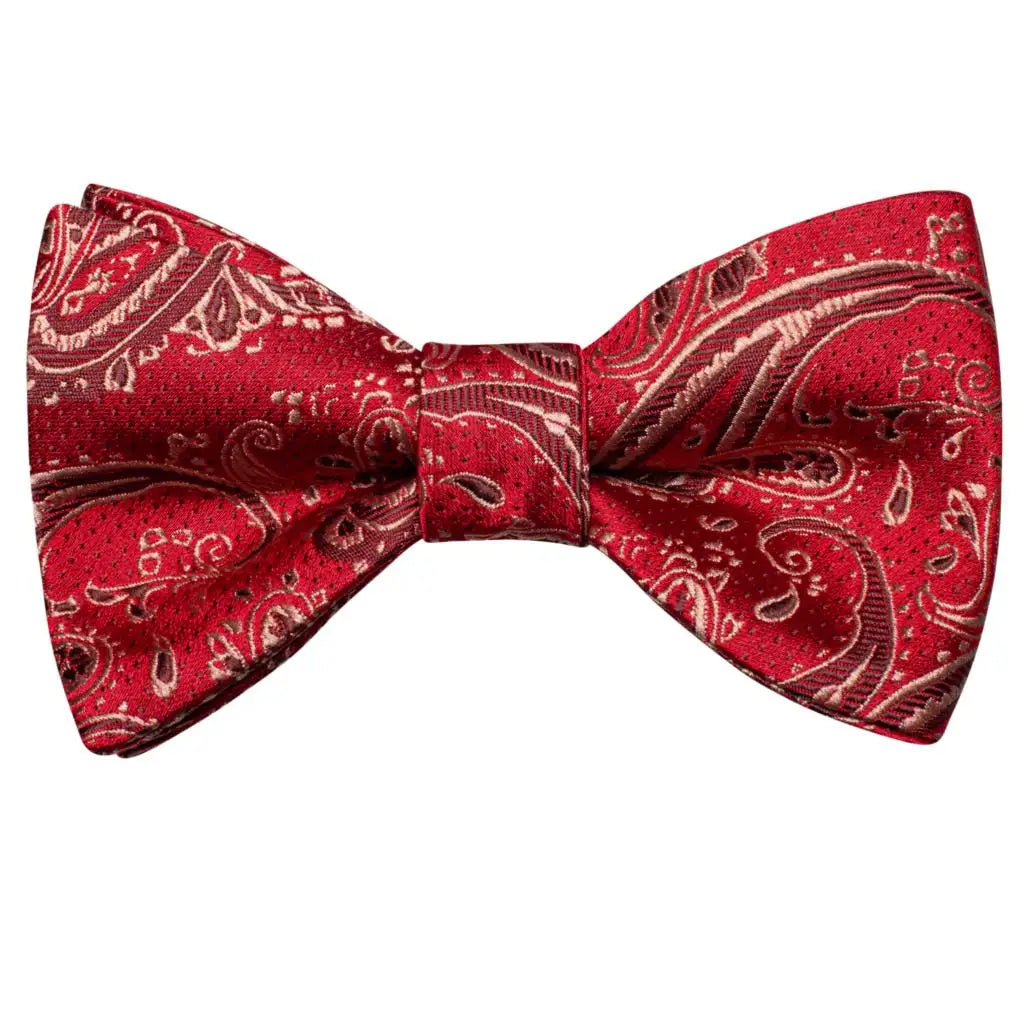 Hi-Tie Silk Mens Self Bow Tie Pocket Square Cufflink Set Butterfly Knot Jacquard Floral Paisley Bowtie for Male Wedding Business