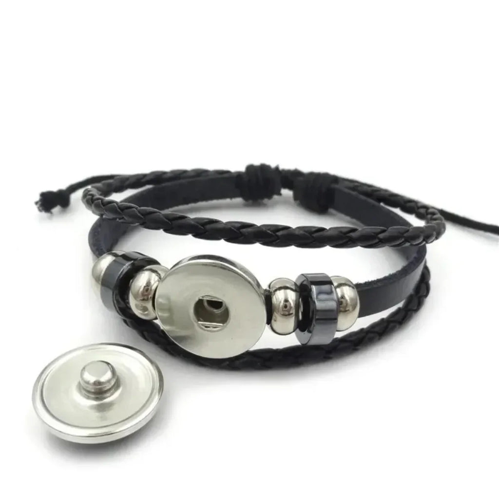 Handwoven Leather Bracelet - Adjustable Glass Cabochon Bangle for Women, Fashionable Boho Jewelry Gift, Trendy Wrist Accessory