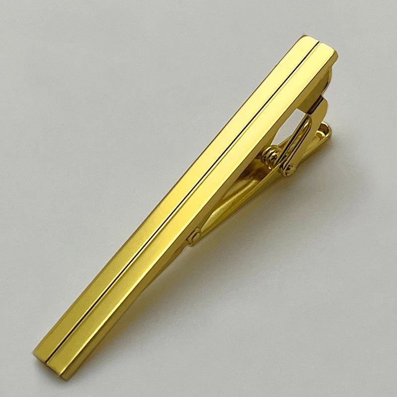 Tie Clips for Men Simple Fashion Stripe Hollow Skeleton Pattern Metal Bar Clasp Practical Necktie Accessories Mens Gift