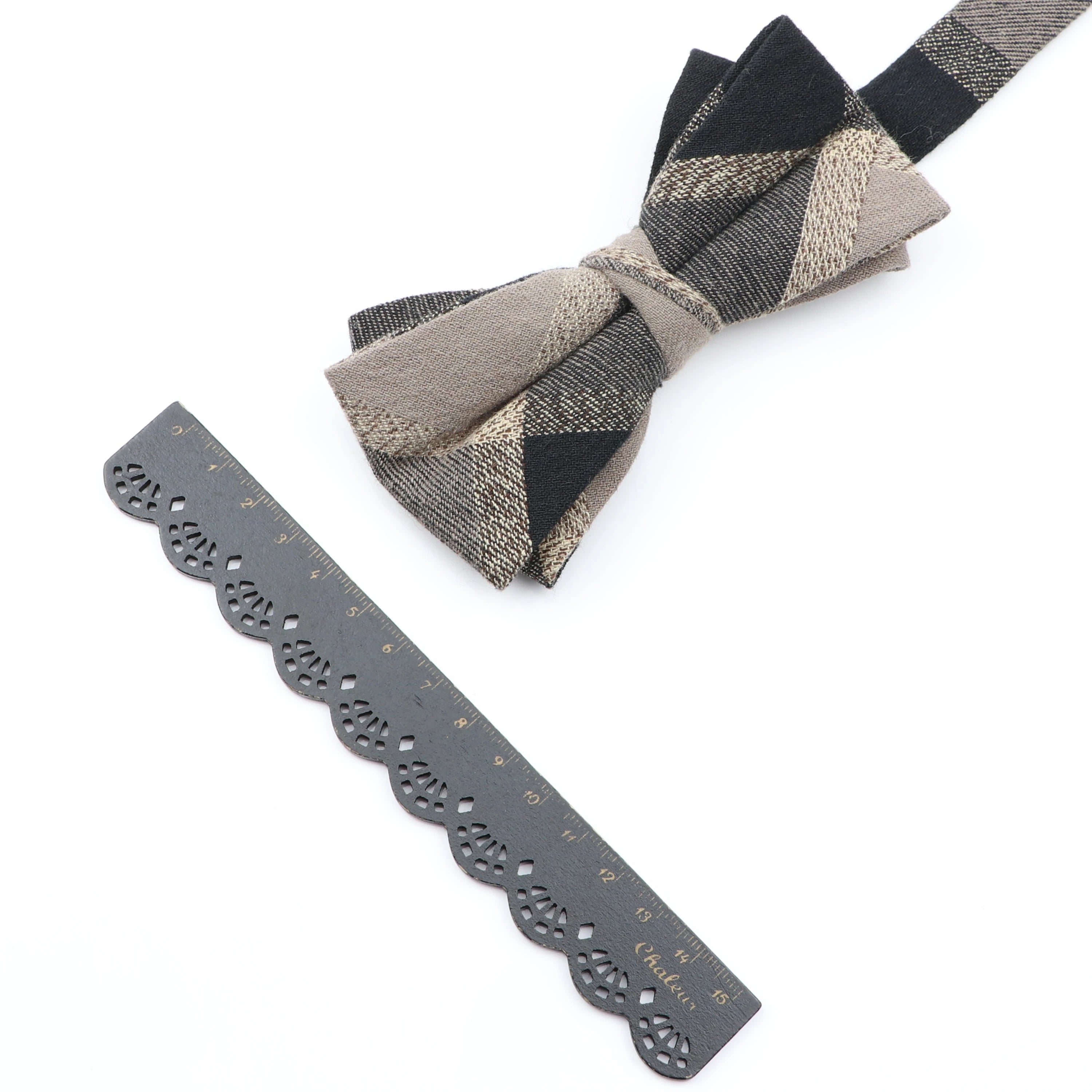 Cotton Double Layer Bowtie For Men Casual Bow Tie Adult Bow Ties Cravats Male Plaid Bow knot For Party Wedding Striped Butterfly
