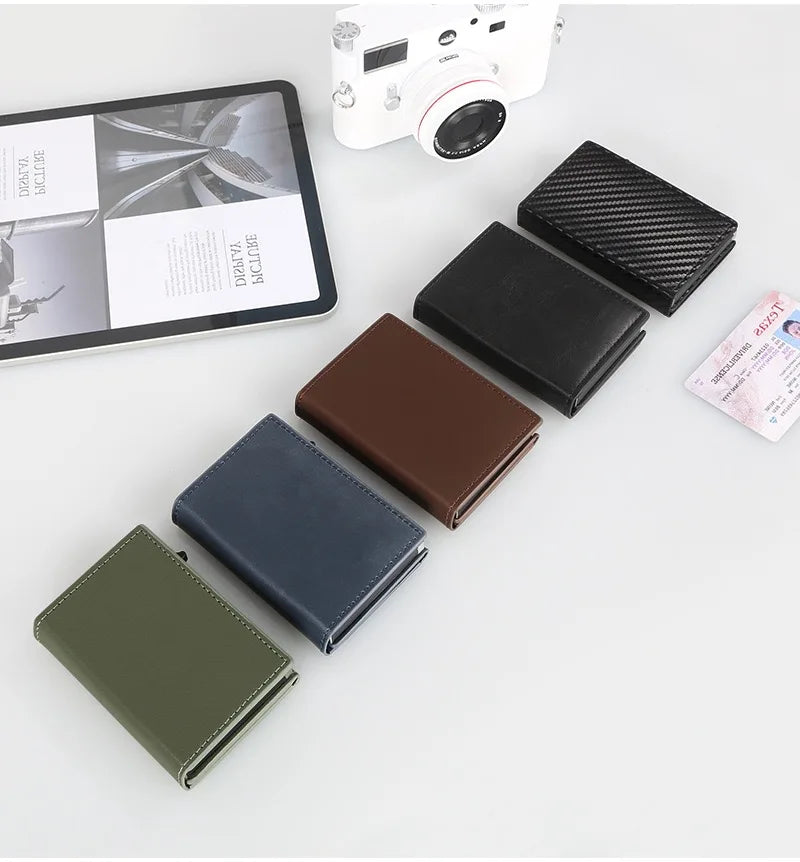 Wallet Card Holde  Pop Up PU Case,  Smart, RFID Blocking, Minimalist, Front Pocket 9-14 Card Capacity | ID Window | Cash Slot