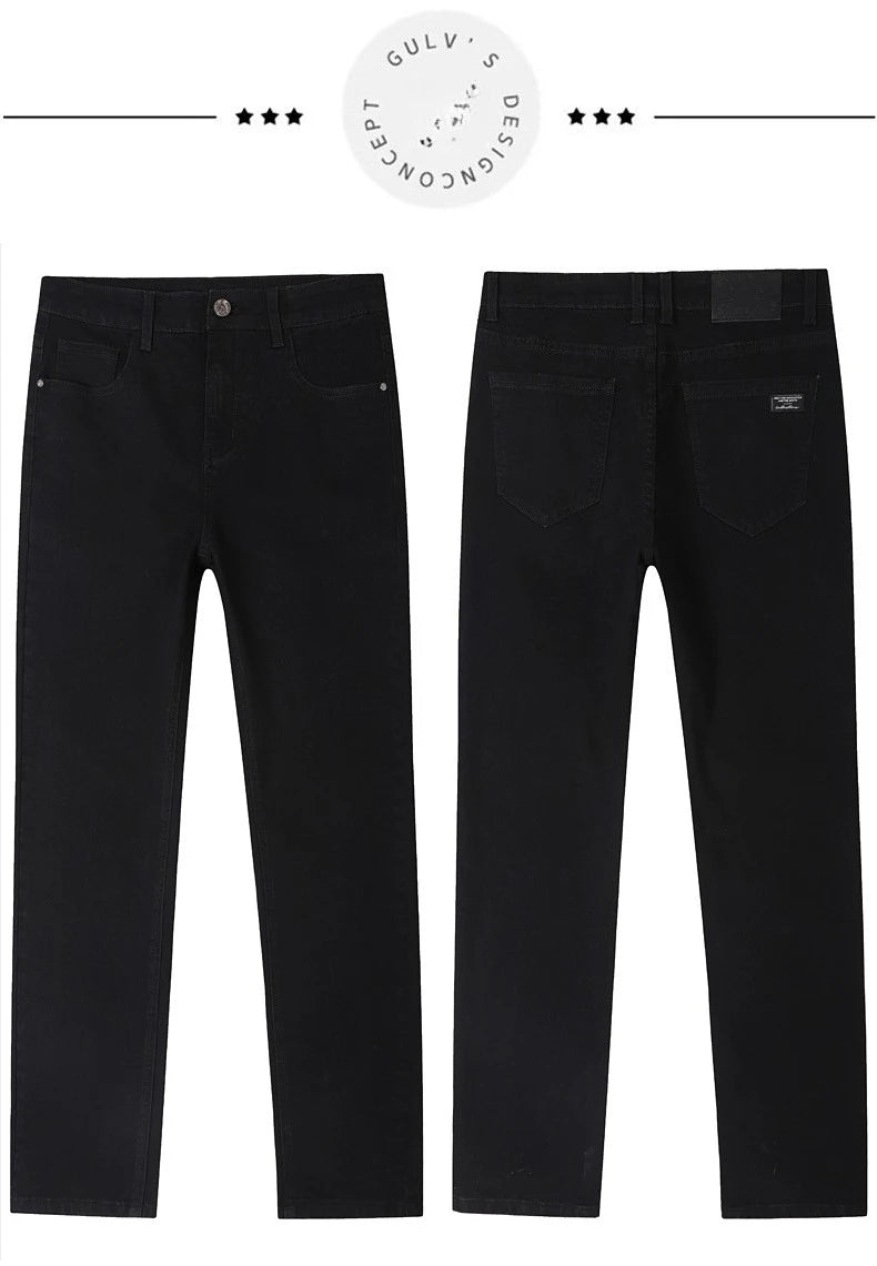 Men's New Stretch Straight Jeans Business Versatile Trendy Youth Casual Regular Long Pants for Spring Autumn Male Denim Trousers