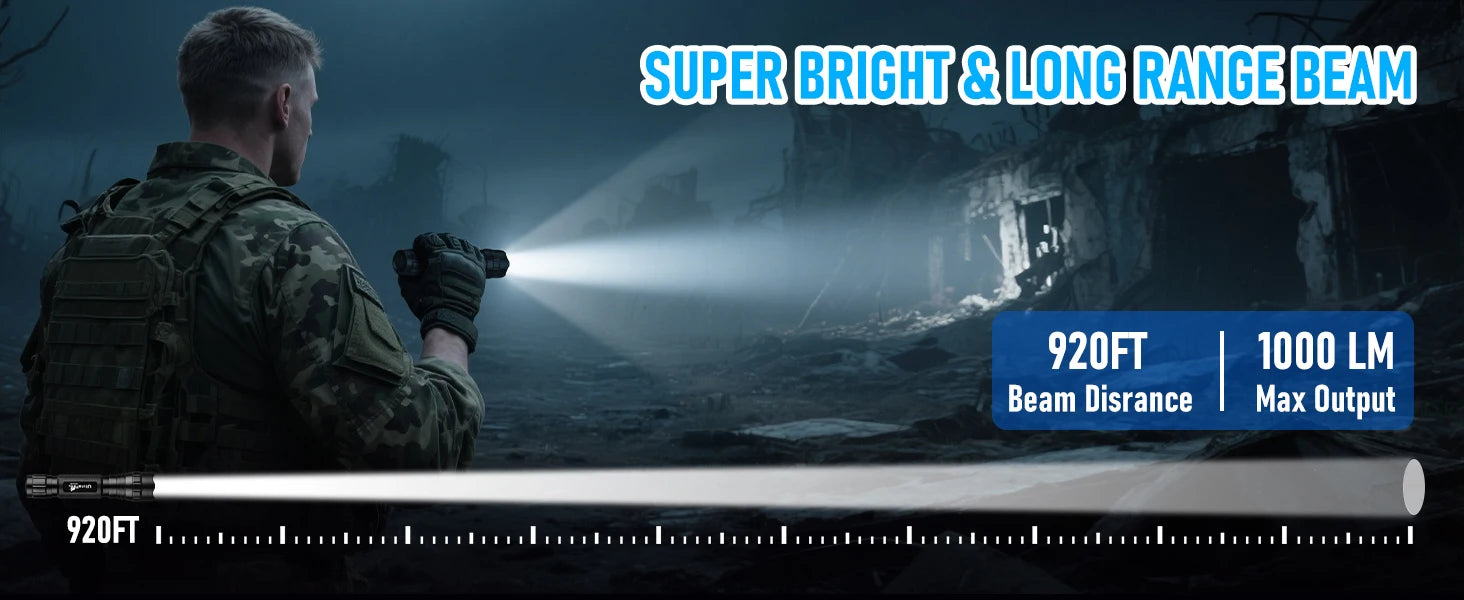 UltraFire WF-501B LED Tactical Police Flashlight 1200LM Military Torch with Duty Belt Holster Rechargeable Battery and Charger