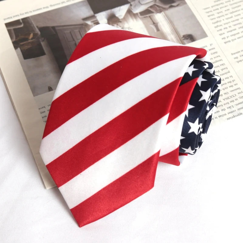 Star Striped American/USA Tie Flag Mens Print Necktie for Man Wedding Performance Tie for Business Party Ties Shirts Accessories