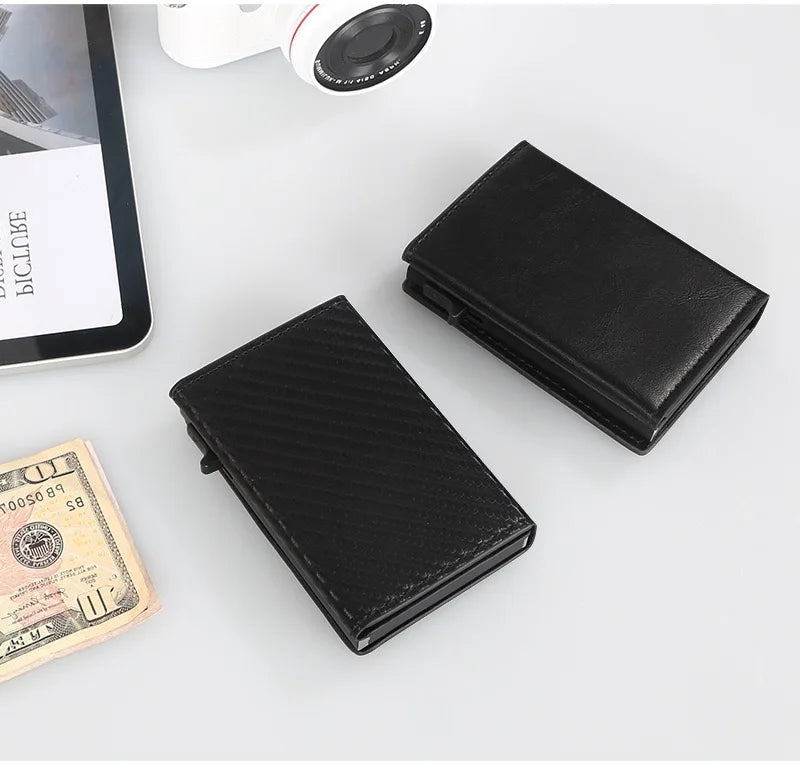Wallet Card Holde  Pop Up PU Case,  Smart, RFID Blocking, Minimalist, Front Pocket 9-14 Card Capacity | ID Window | Cash Slot