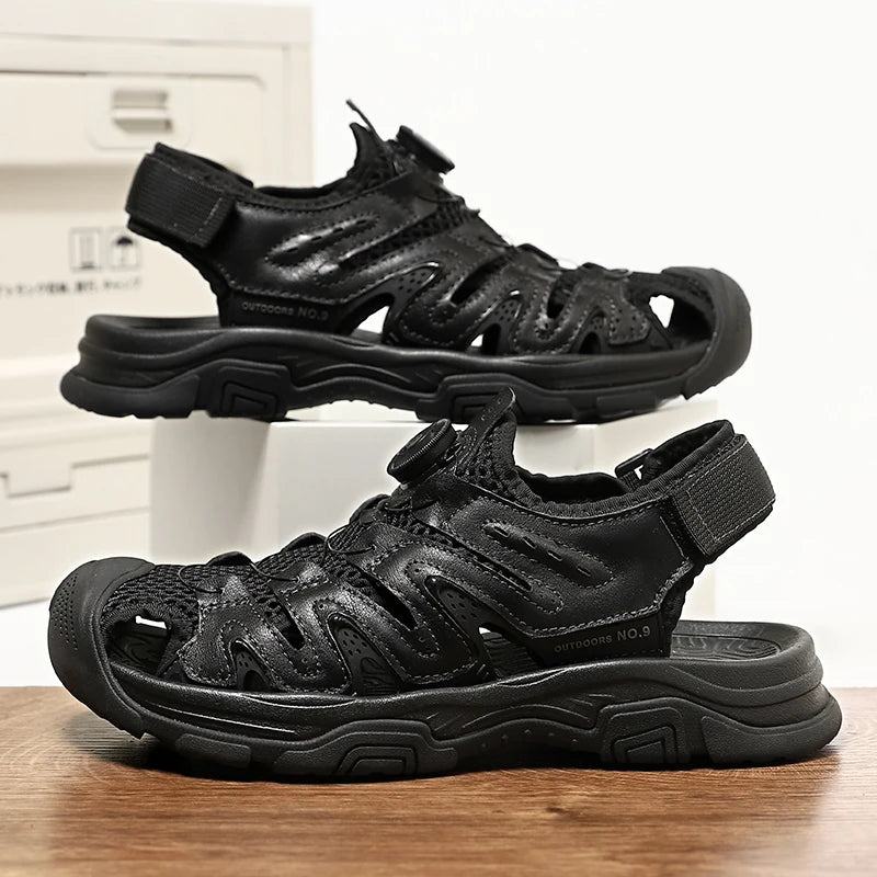 Summer Men Sandals Genuine Leather Men Casual Shoes Outdoor Men Leather Sandals for Men Beach Shoes Roman Men Shoes