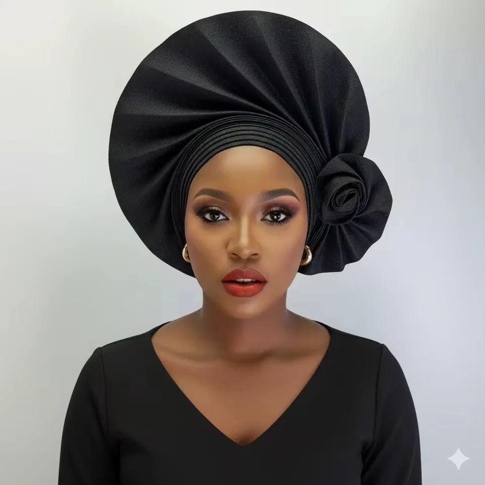2026 New African Headtie Turban Nigeria Auto Gele Head Wraps Auto Gele Women's Turban Cap Wedding Geles Muslim Head Wraps Bonnet
