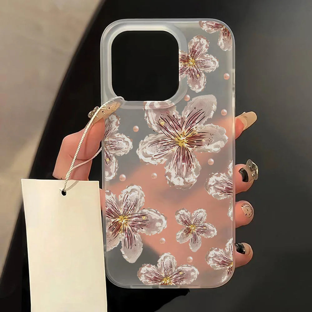 Matte Soft Silicone Phone Cases for iPhone 15 Case iPhone 16 13 17 Pro Max 14 11 12 Pro 15 16 Plus Flower Clear Shockproof Cover