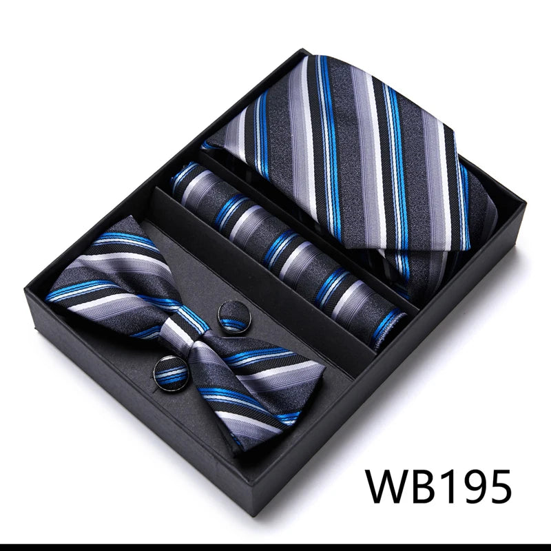 Tie For Men Formal Dress Tuxedo NeckTie Handkerchief Bow Tie Set PlaisyParty Groom Wedding Butterfly Bowtie In Box