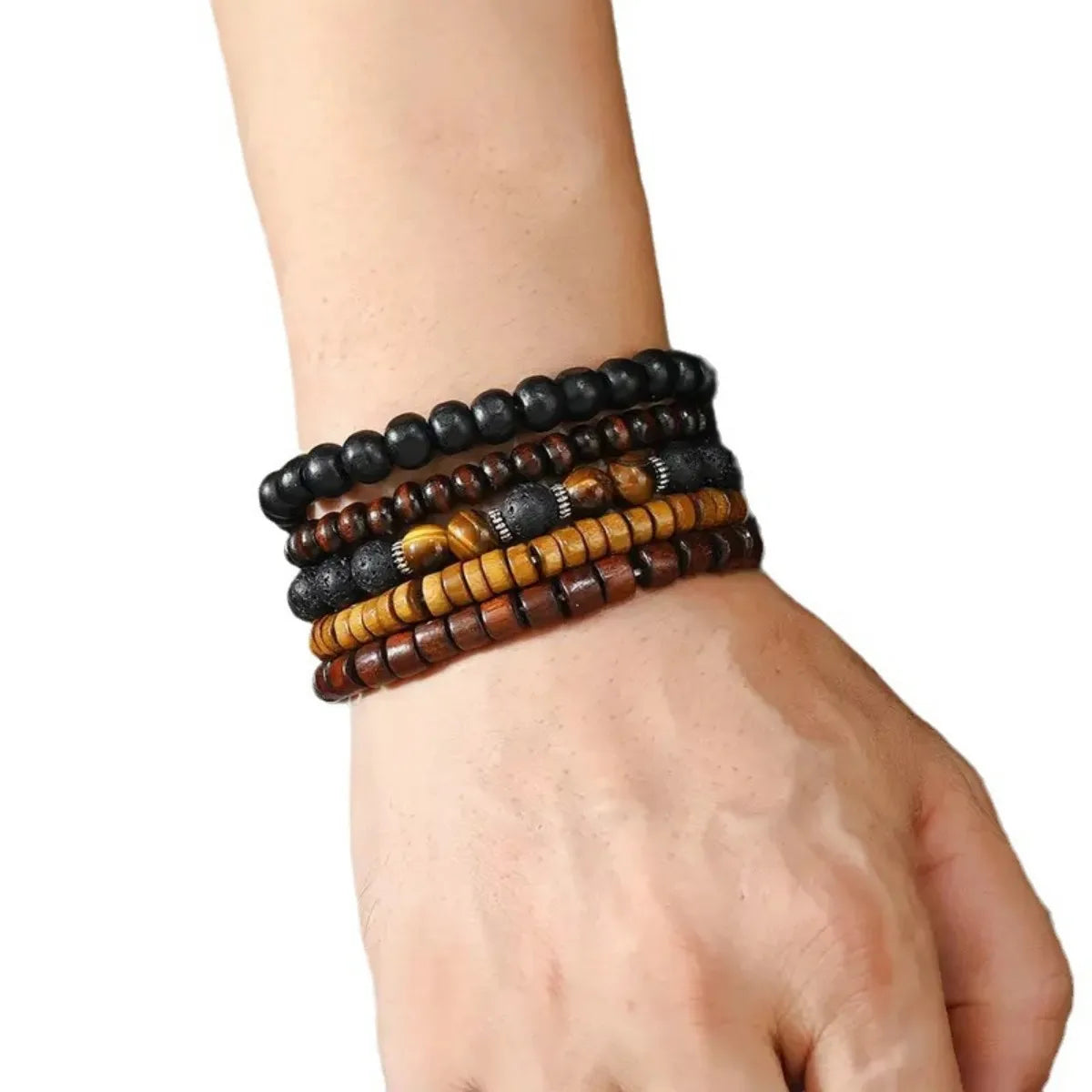 12 Pieces Vintage Woven Faux Leather Tiger's Eye & Moonstone Bead Bracelet Set for Casual Party Fashion Accessories (Box Not Inc