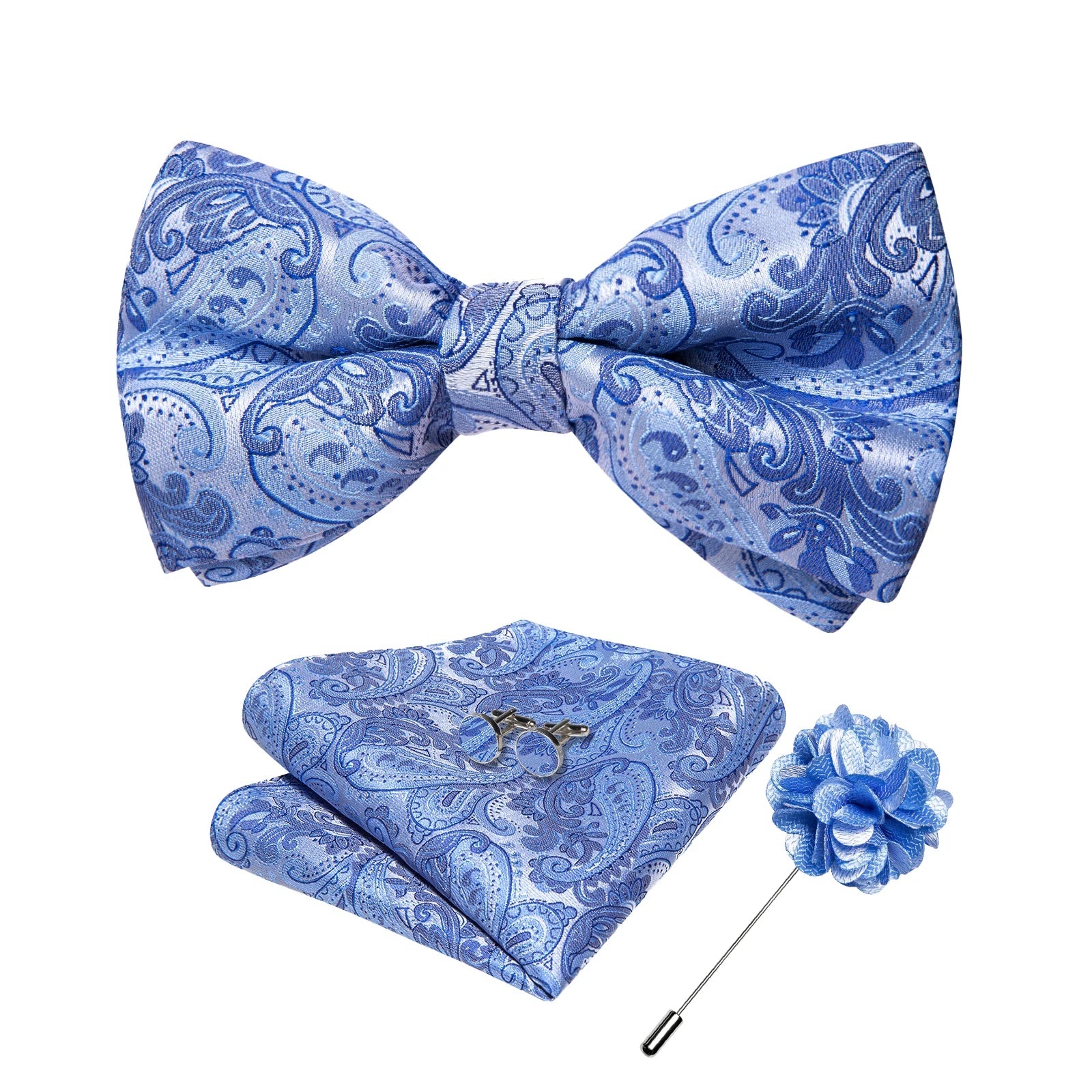 Wedding Bow Tie for Men Classic Red Pre-tied Bowtie Cufflinks Corsage Set for Party Butterfly Knot Gift Man Accessories