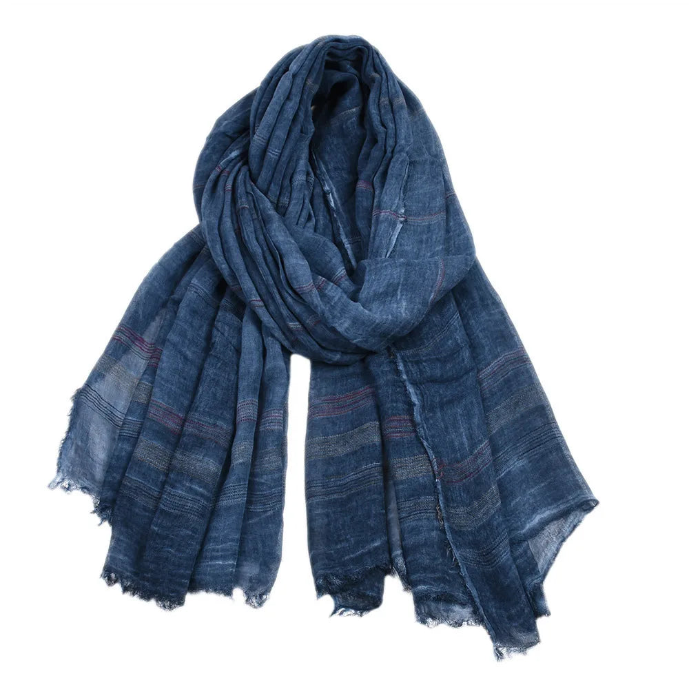 European and American Cotton Linen Winter Men Scarf Fashion Striped Men's Scarves Tassel Long Shawl Bufanda Male Accessories